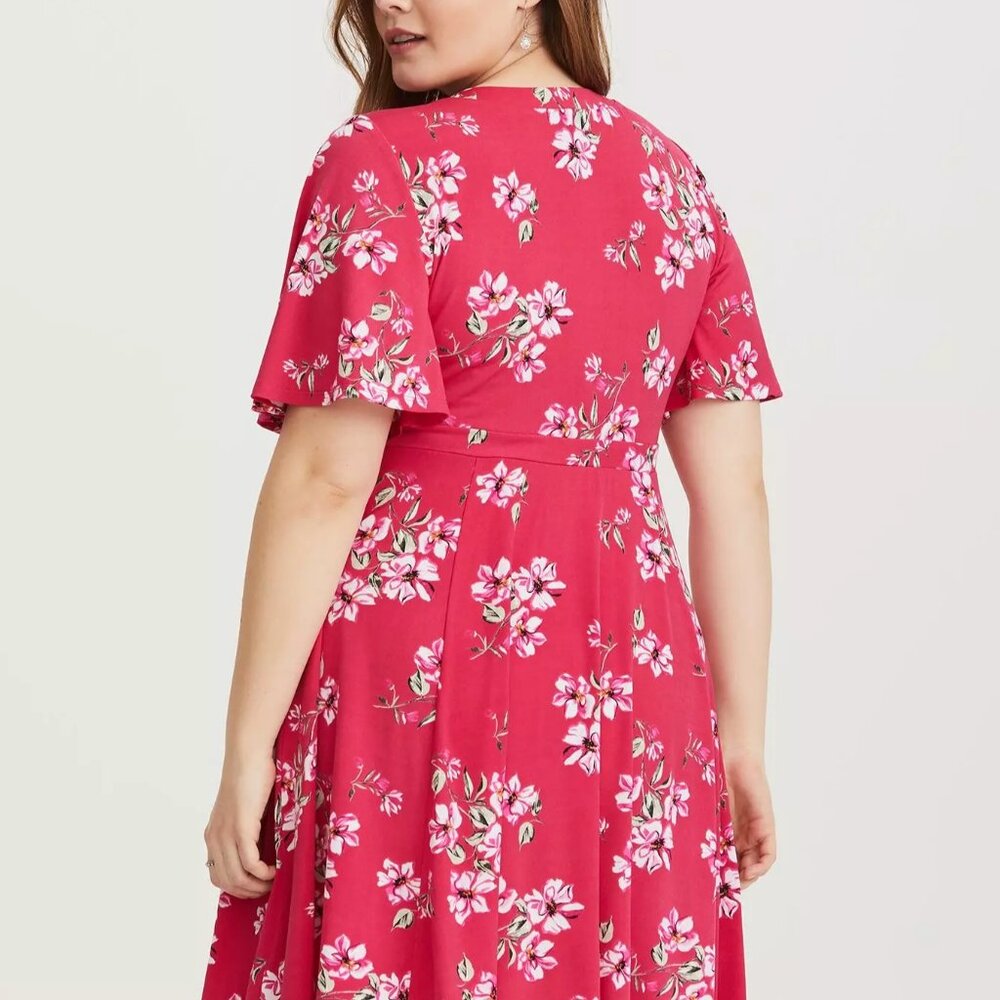 Torrid. Hot pink short floral dress. size 1. - Picture 2 of 6